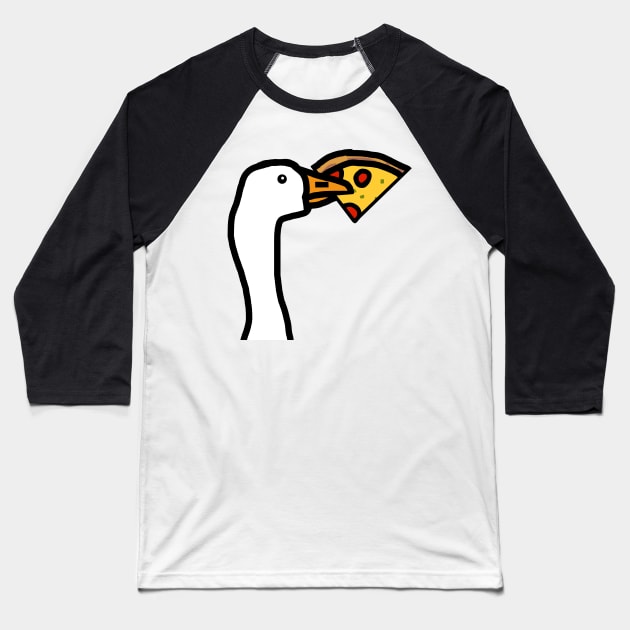 Portrait of a Gaming Goose Stealing Pizza Baseball T-Shirt by ellenhenryart